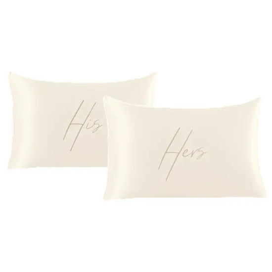 His and Hers Satin Pillowcases Set-Ivory