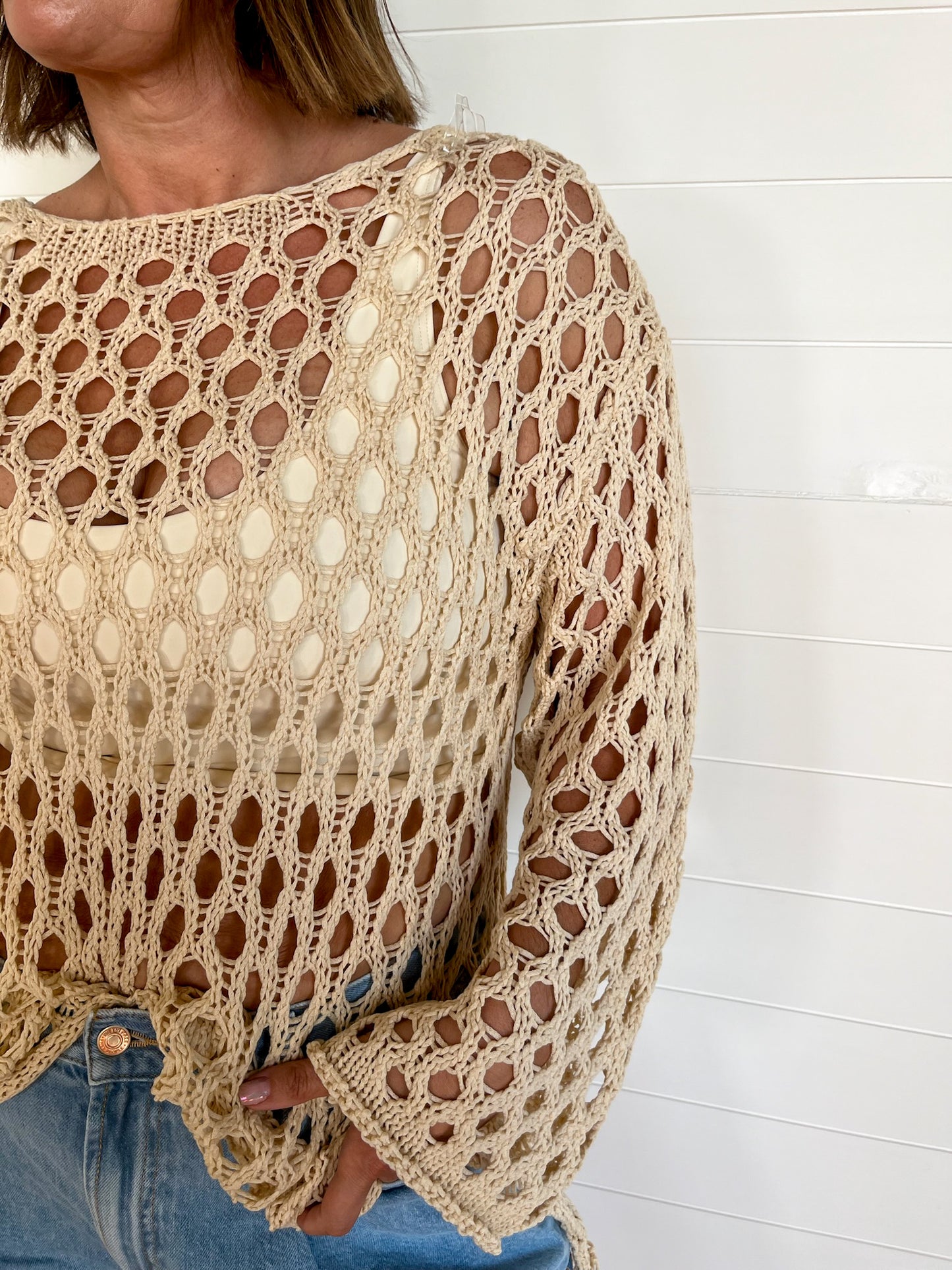 Caicos Open Weave Sweater - Latte