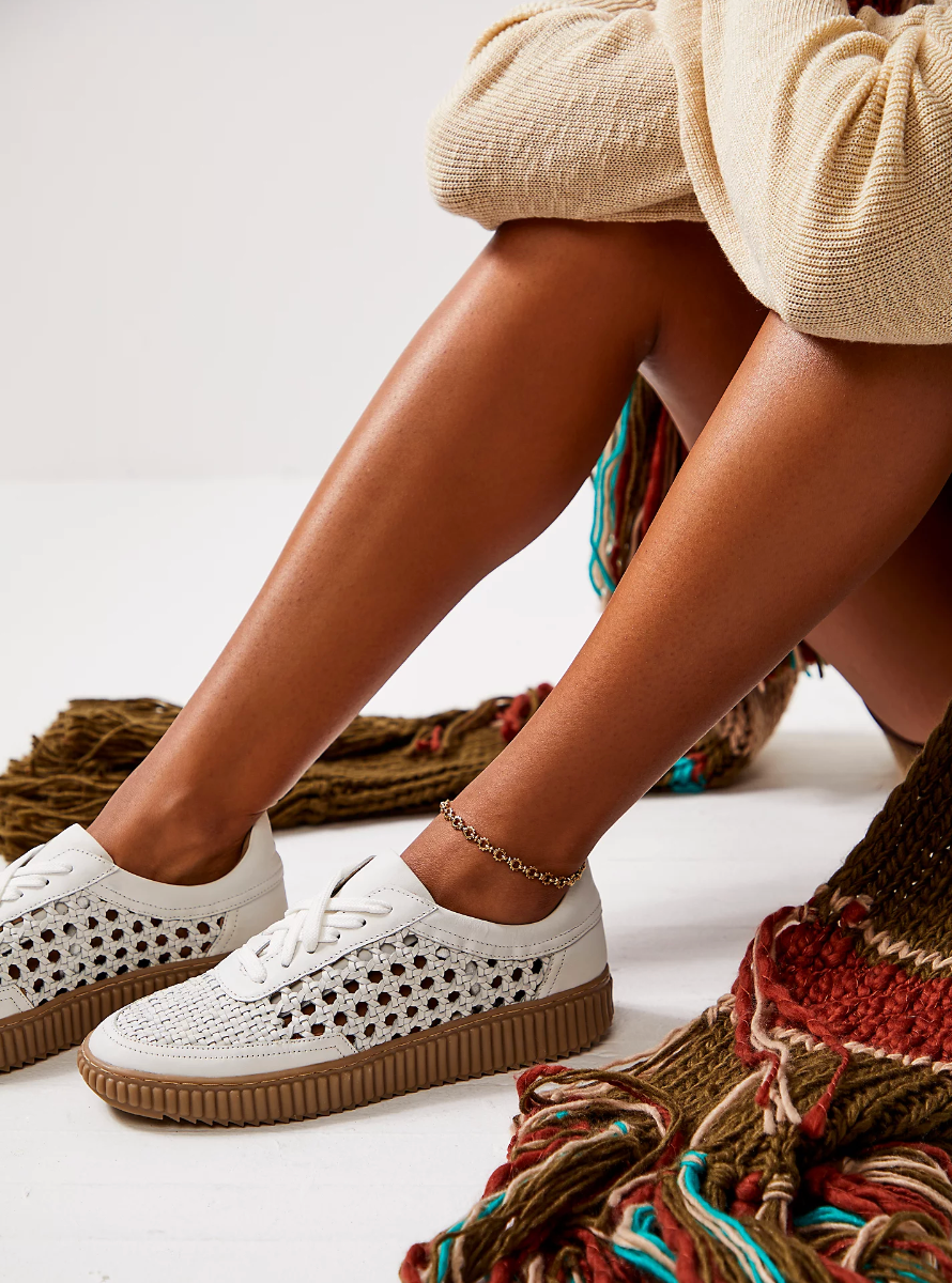 Free People: Wimberly Woven Sneaker - White Leather