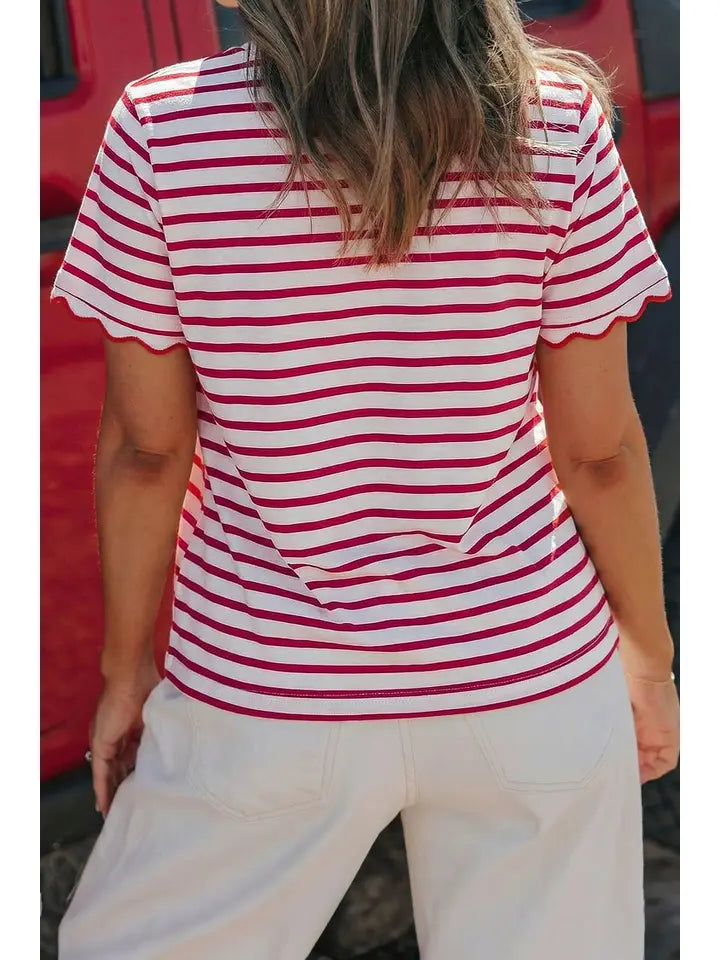 Team Player Stripe Tee-Red