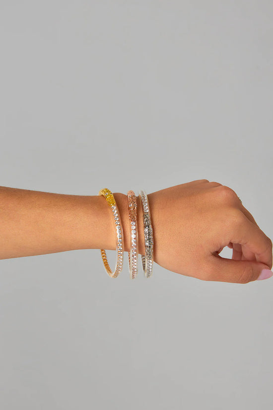 Load image into Gallery viewer, Budhagirl: Crystal Clear Three Queens All Weather Bangles
