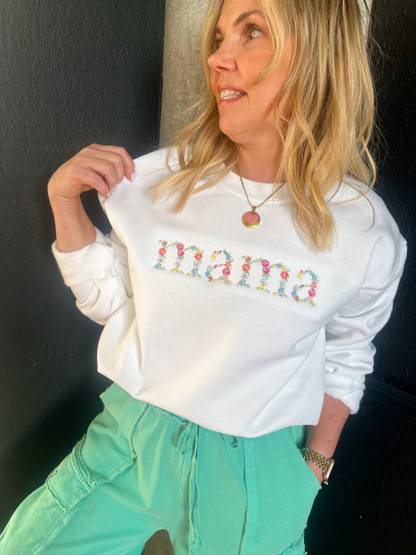 Floral Mama Embroidered Sweatshirt