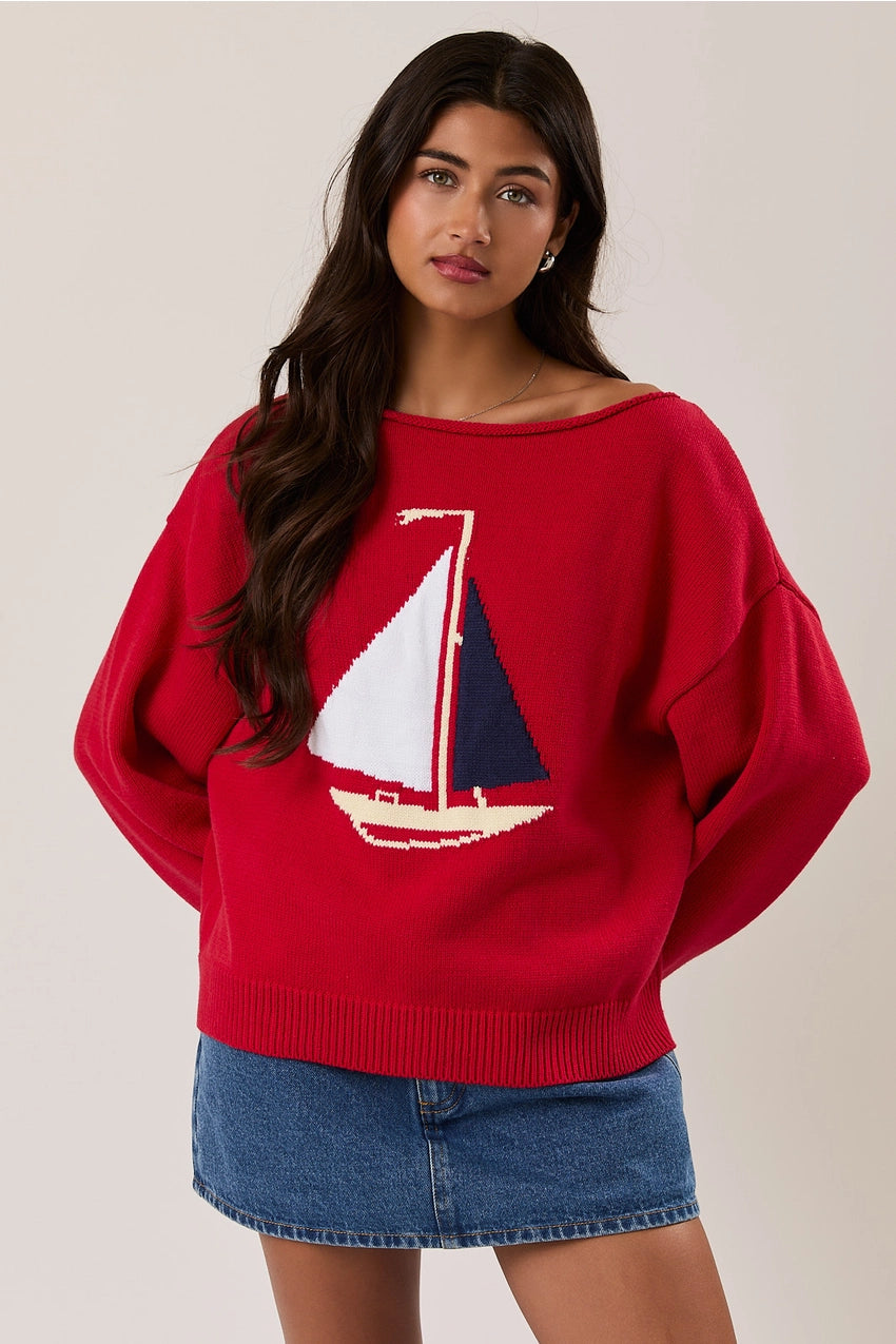 Set Sail Sweater - Red