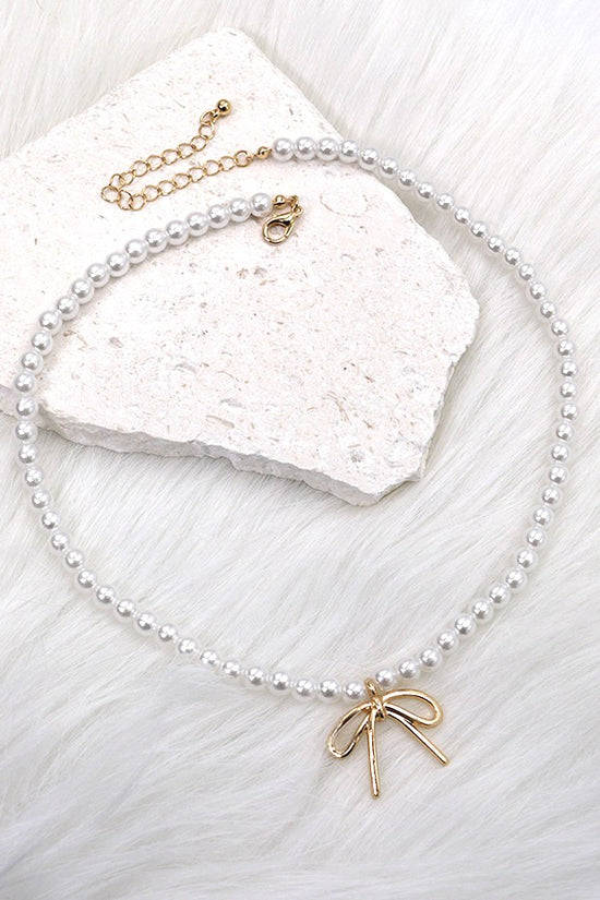 At The Ballet Pearl Bow Necklace