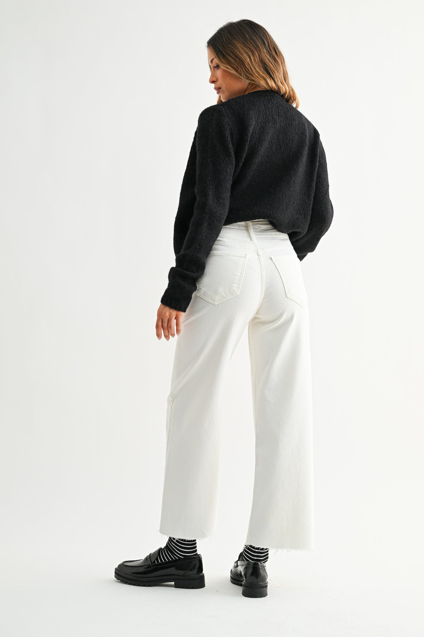 Mother Wide Leg Patch Pocket Jean - White