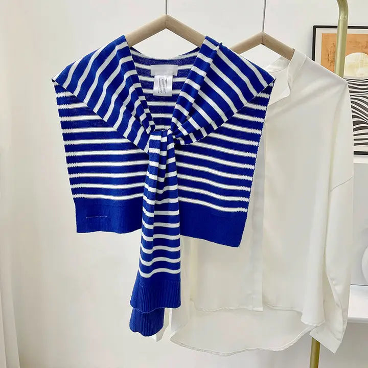 Preppy Mock Sweater Wrap-Royal & White
