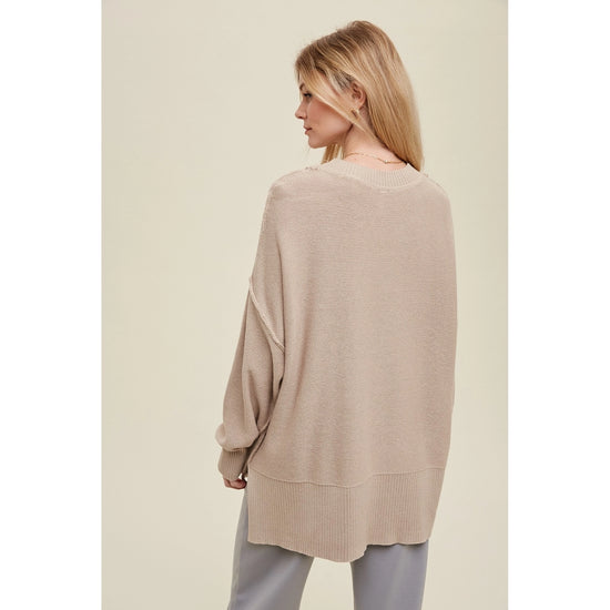 Jet Set Side Slit Sweater - Taupe
