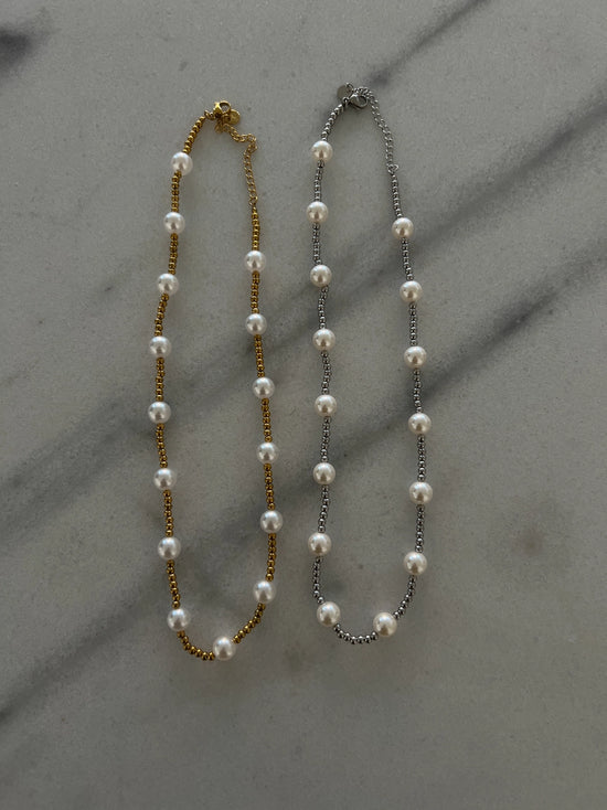 CSP: Pearl Beaded Necklace - Silver