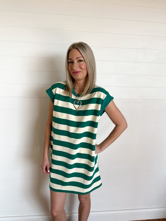 Huntley Striped Mini Dress - Green