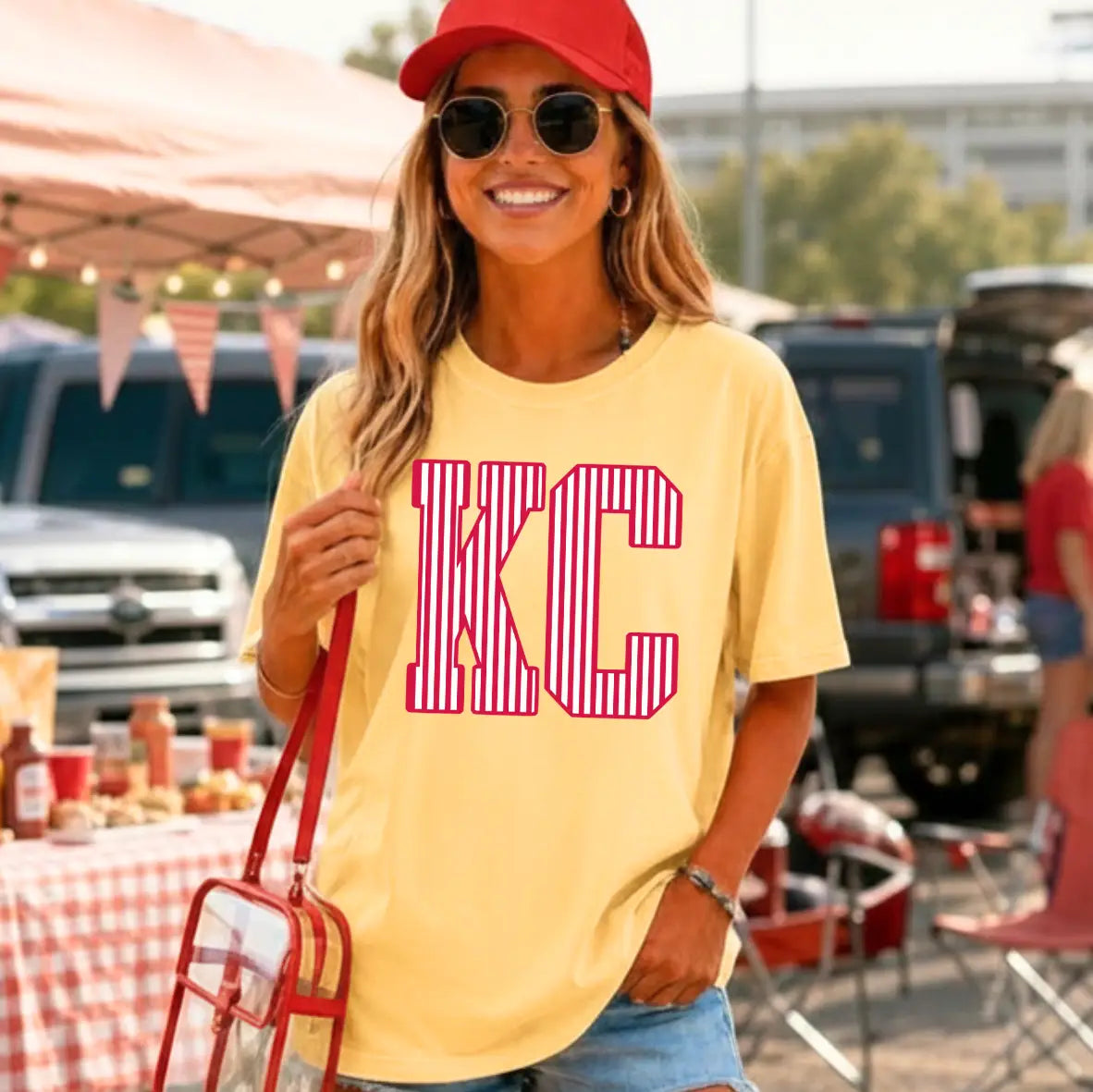 Pinstripe Kc Tee-Yellow