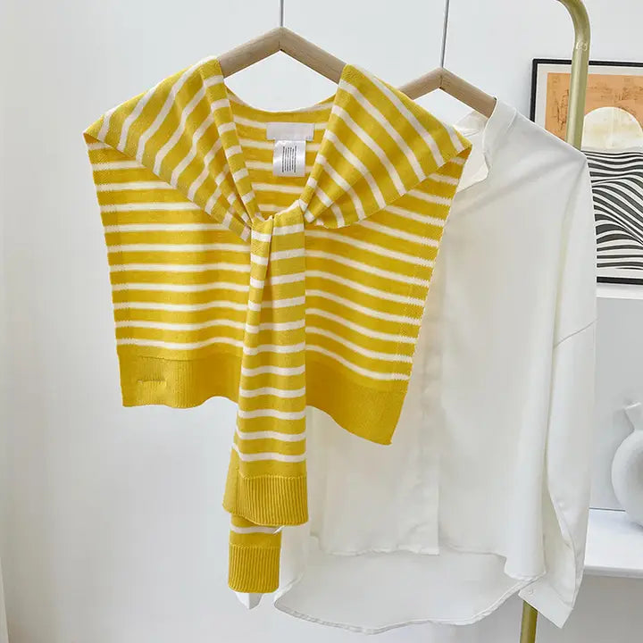 Preppy Mock Sweater Wrap-Gold & White