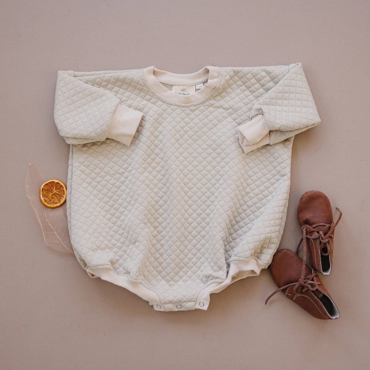 Quilted Neutral Sweatshirt Bubble Romper