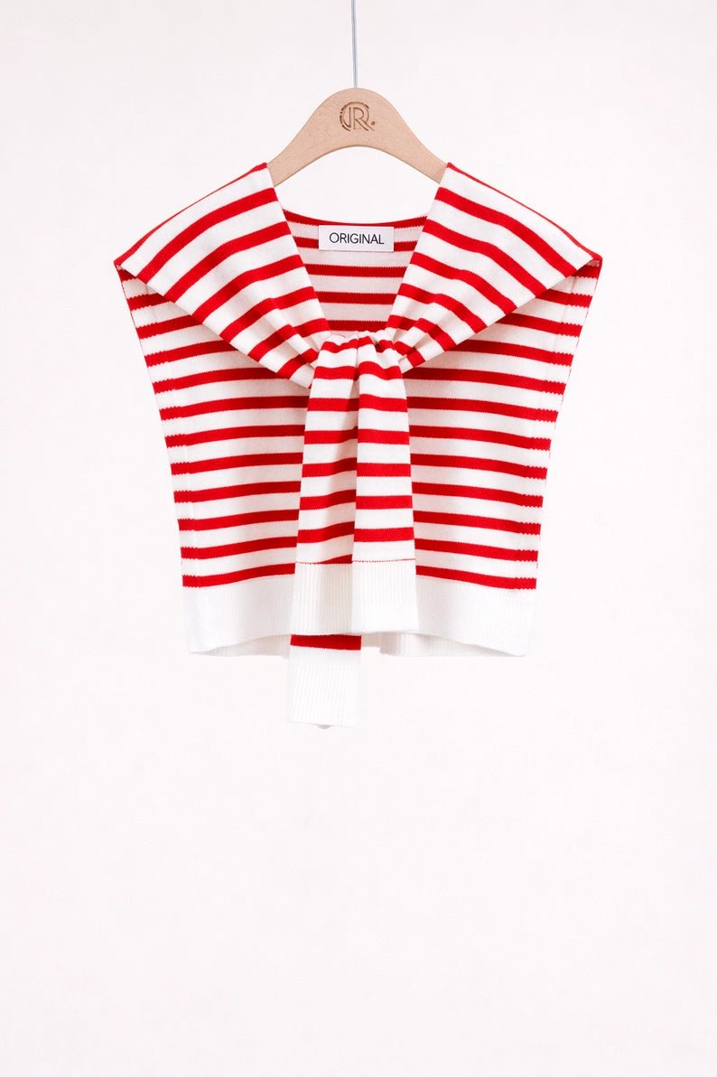 Preppy Mock Sweater Wrap-Red & White