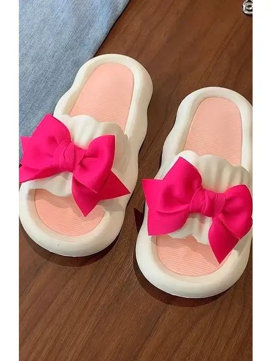 Bow On Top Slide - Pink