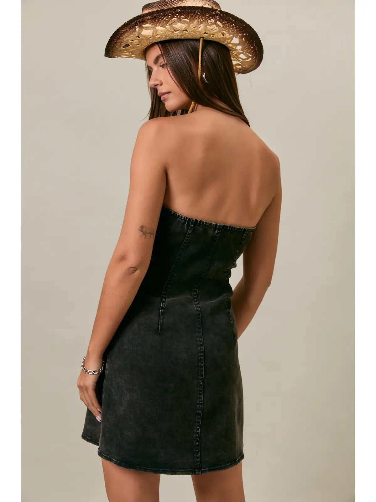 Game Day Denim Dress-Black
