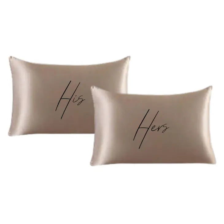 His and Hers Satin Pillowcases Set-Taupe