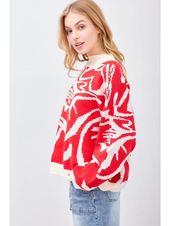 Abstract Art Sweater-Red