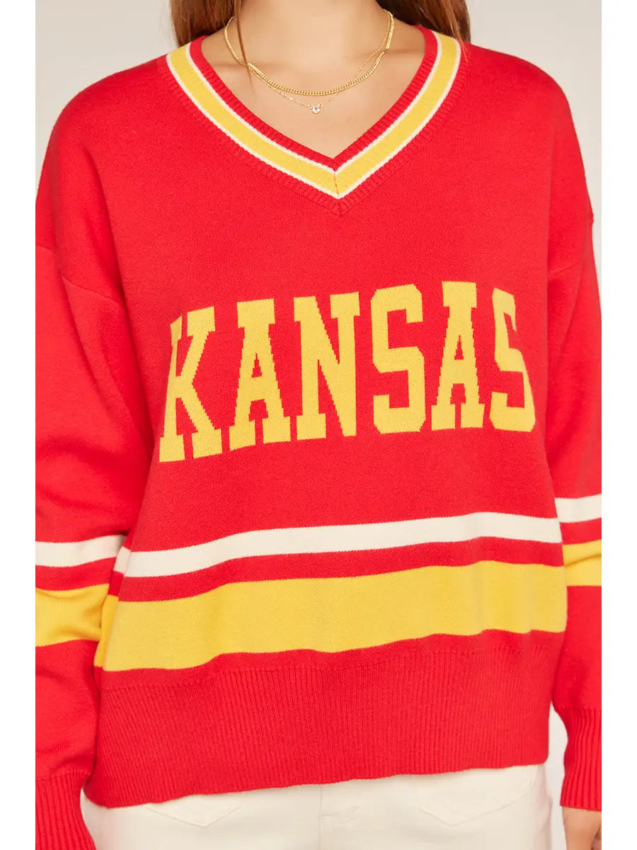 KC Varsity V-Neck Sweater