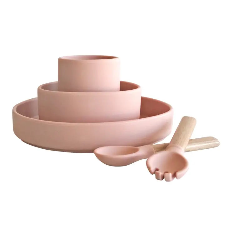 Silicone Toddler Feeding Set - Rose Pink