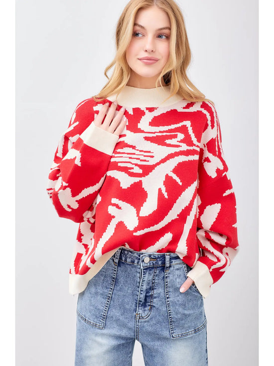 Abstract Art Sweater-Red