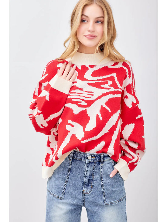 Load image into Gallery viewer, Abstract Art Sweater-Red
