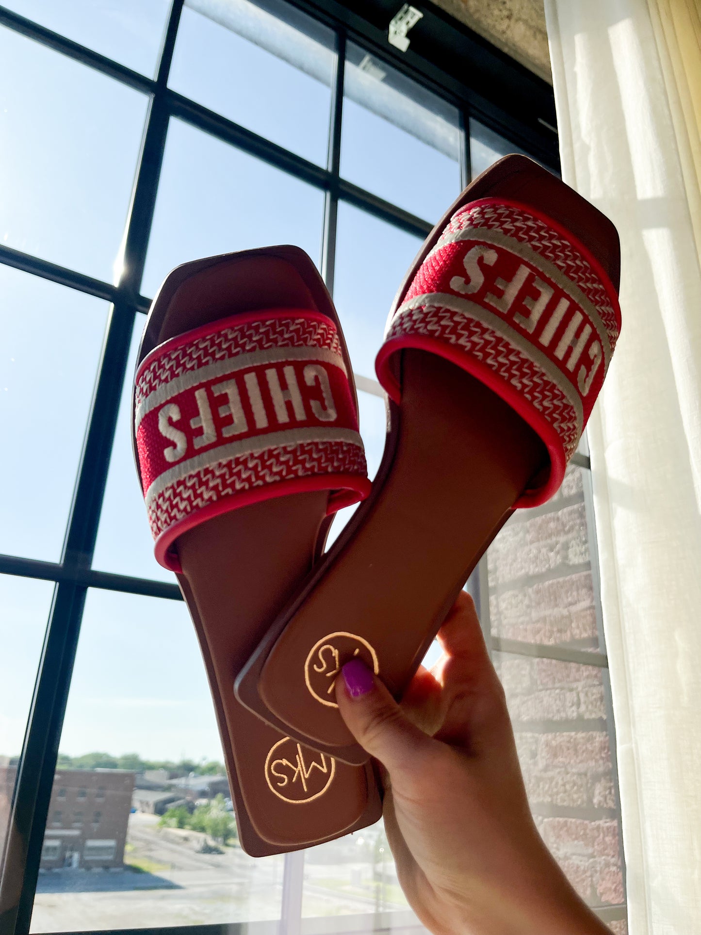 Go Chiefs Embroidered Sandals