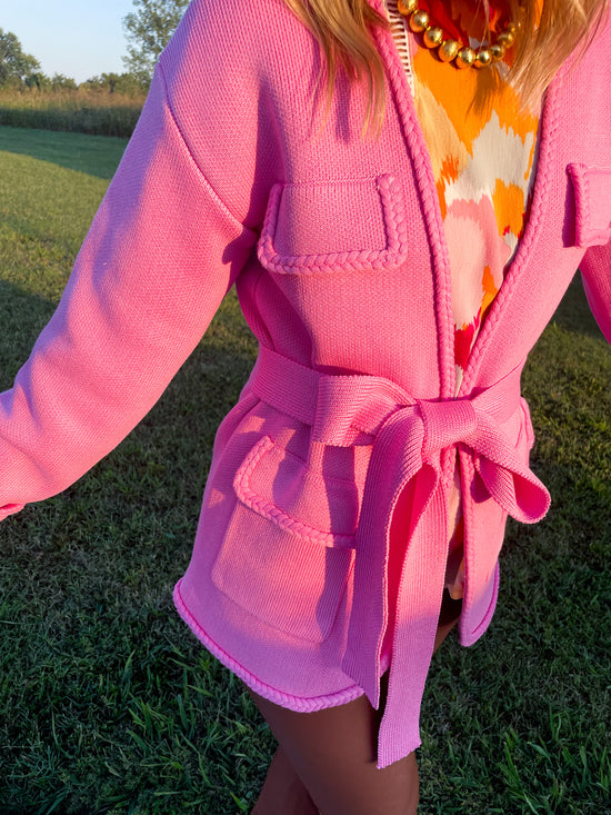 Load image into Gallery viewer, Endless Rose: Madeline Belted Cardigan - Pink
