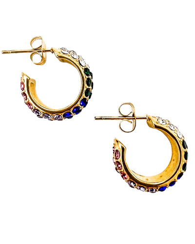 Load image into Gallery viewer, Beljoy: Elle Colorful Crystal Earring Hoops
