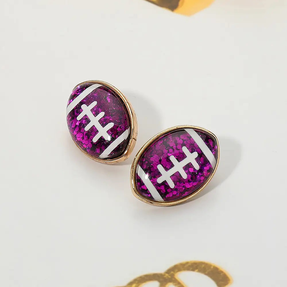 Football Earrings -Purple