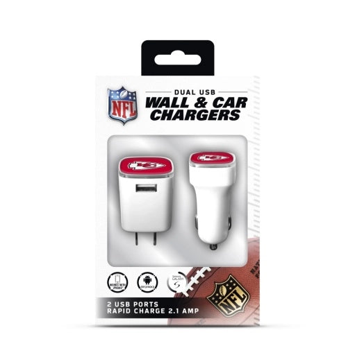 Load image into Gallery viewer, Car &amp;amp; Wall Phone Charger Pack - Kansas City Chiefs
