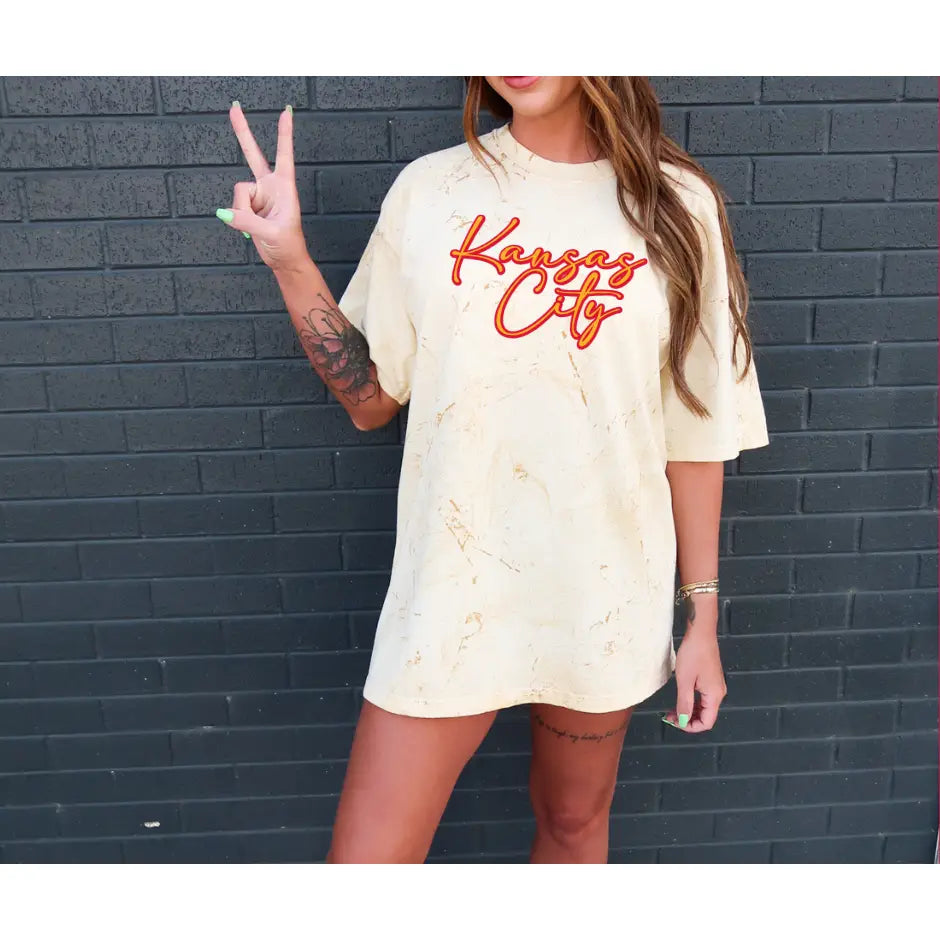 Kansas City Script Tee-Yellow
