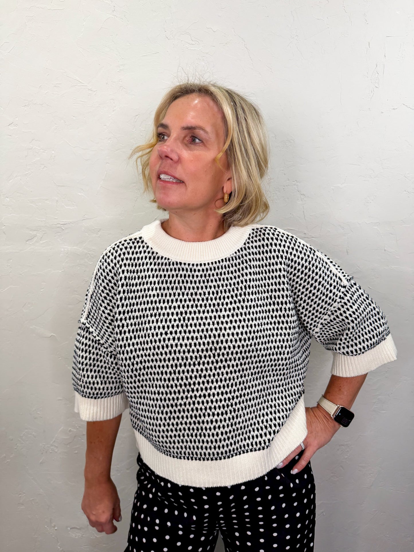 Tara Contrast Stitch Top