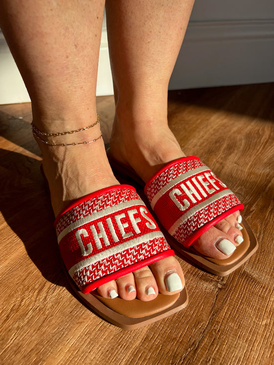 Go Chiefs Embroidered Sandals