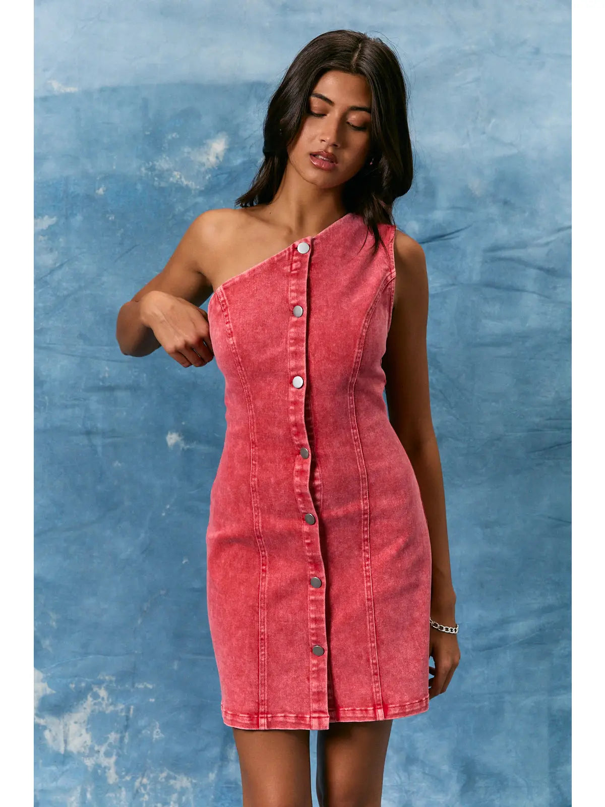 One Shoulder Denim Dress