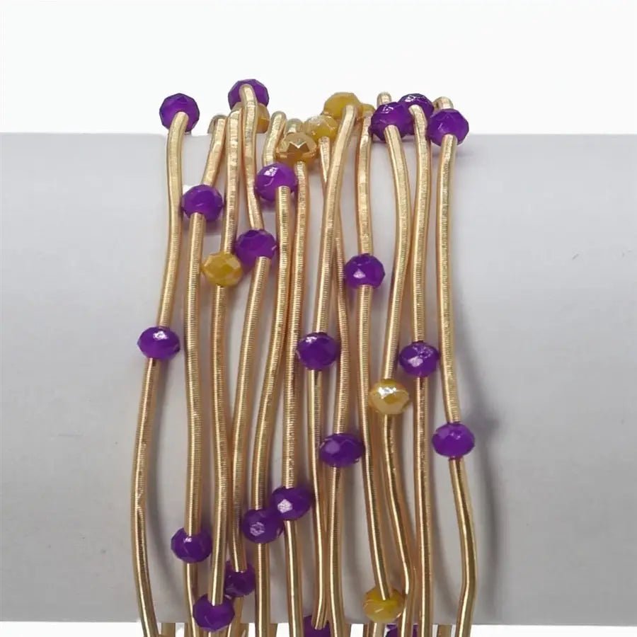 9 Purple/Gold Stretch Bracelets - Revel Boutique