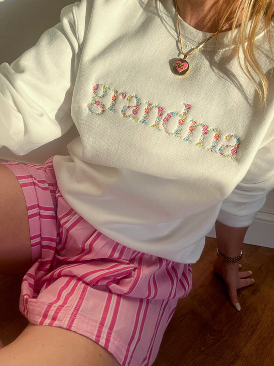 Floral Grandma Embroidered Sweatshirt