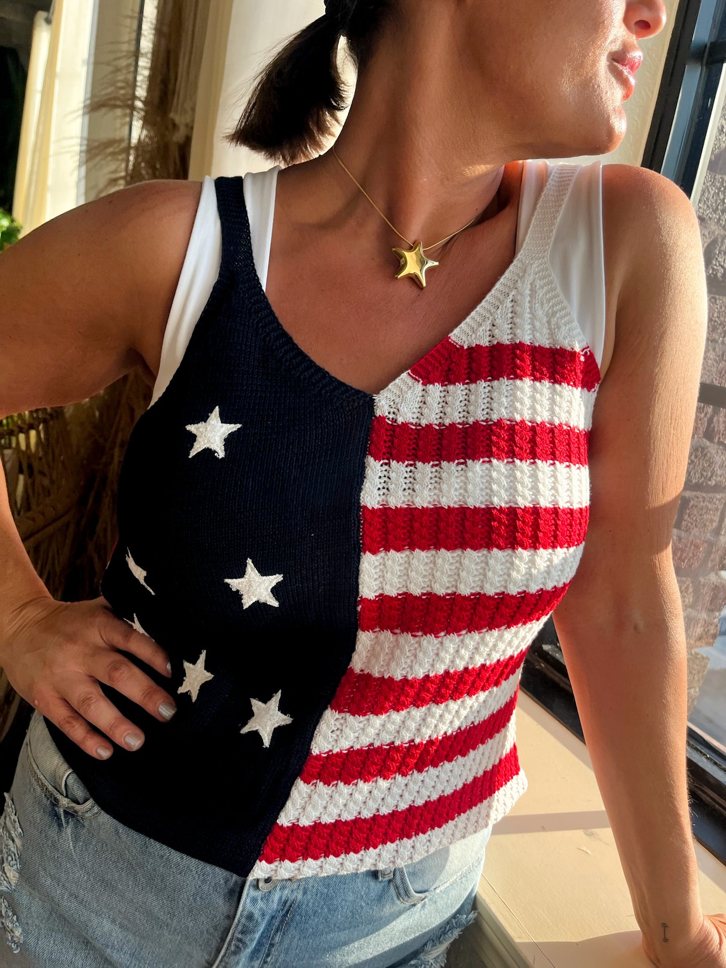 Red, White and Babe Knit Tank