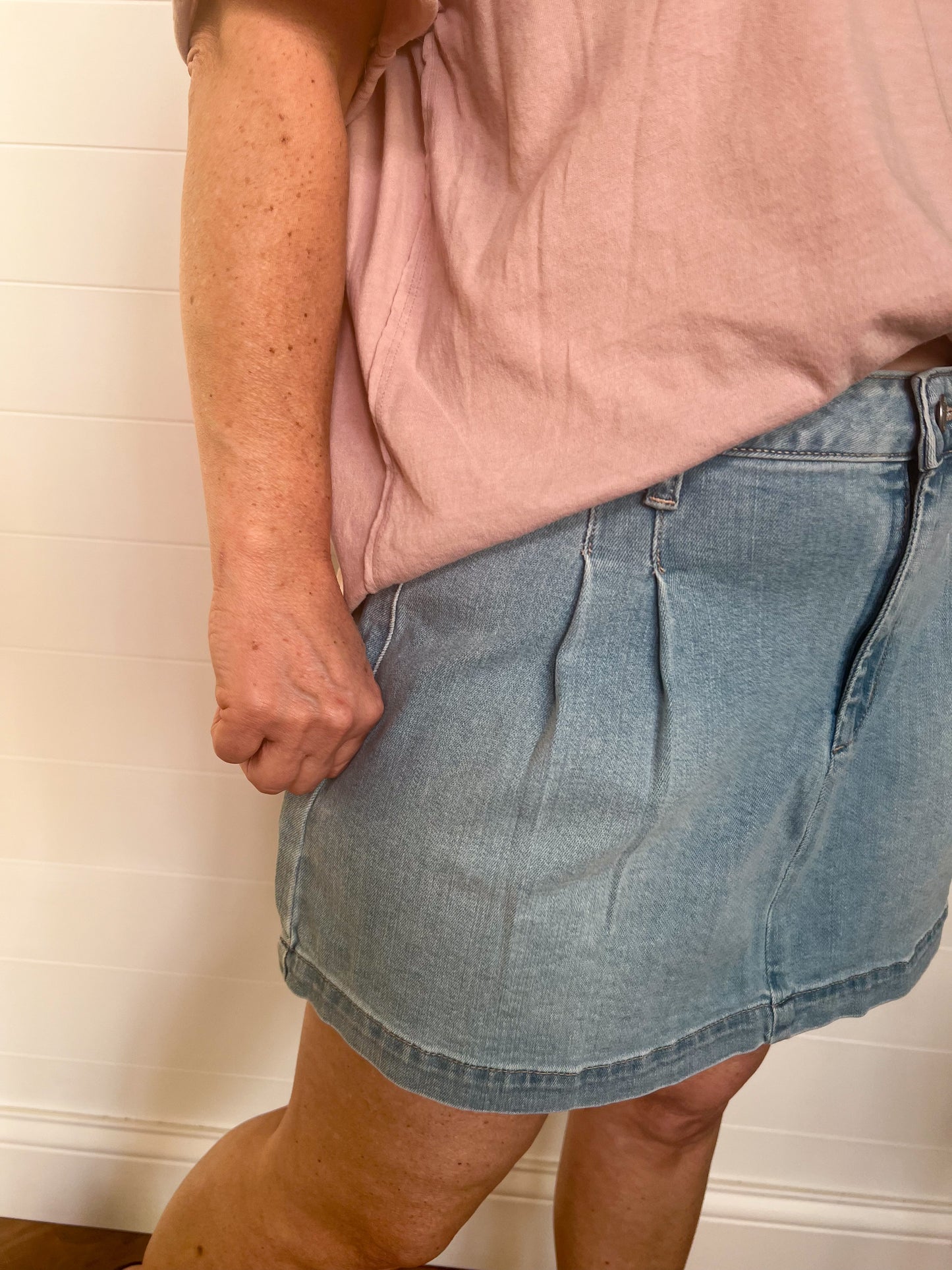 Dina Pleated Denim Skirt