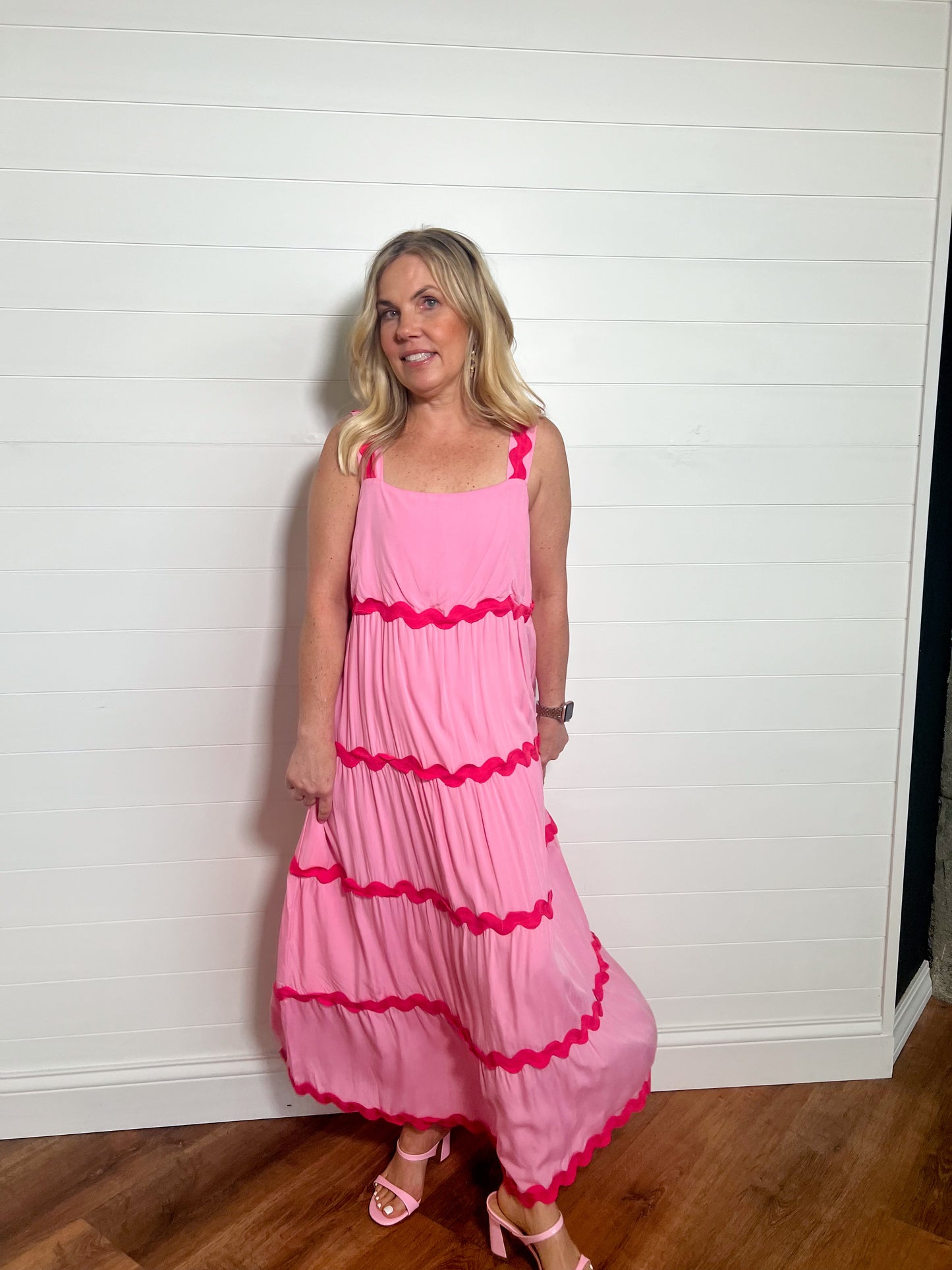 Honeymooning Ric Rac Dress - Pink