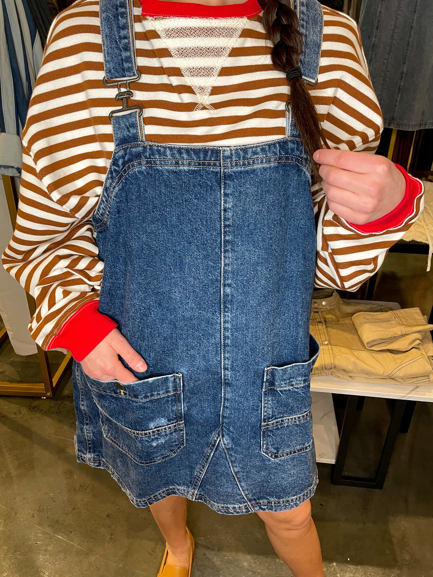 Load image into Gallery viewer, Free People: Overall Smock Mini - Sapphire Combo

