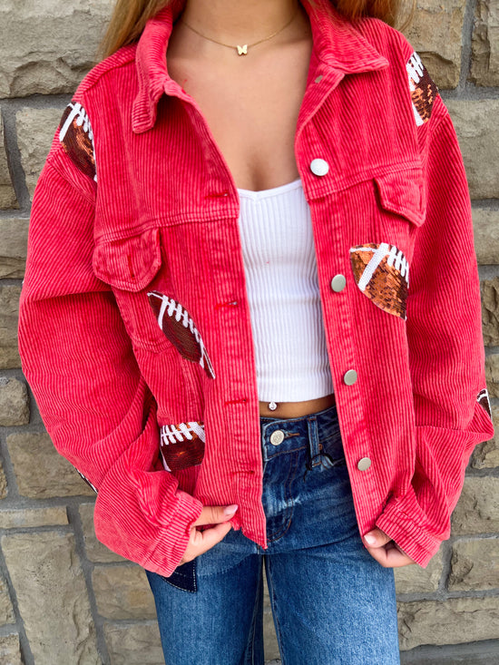 Sequin Jacket   - Red