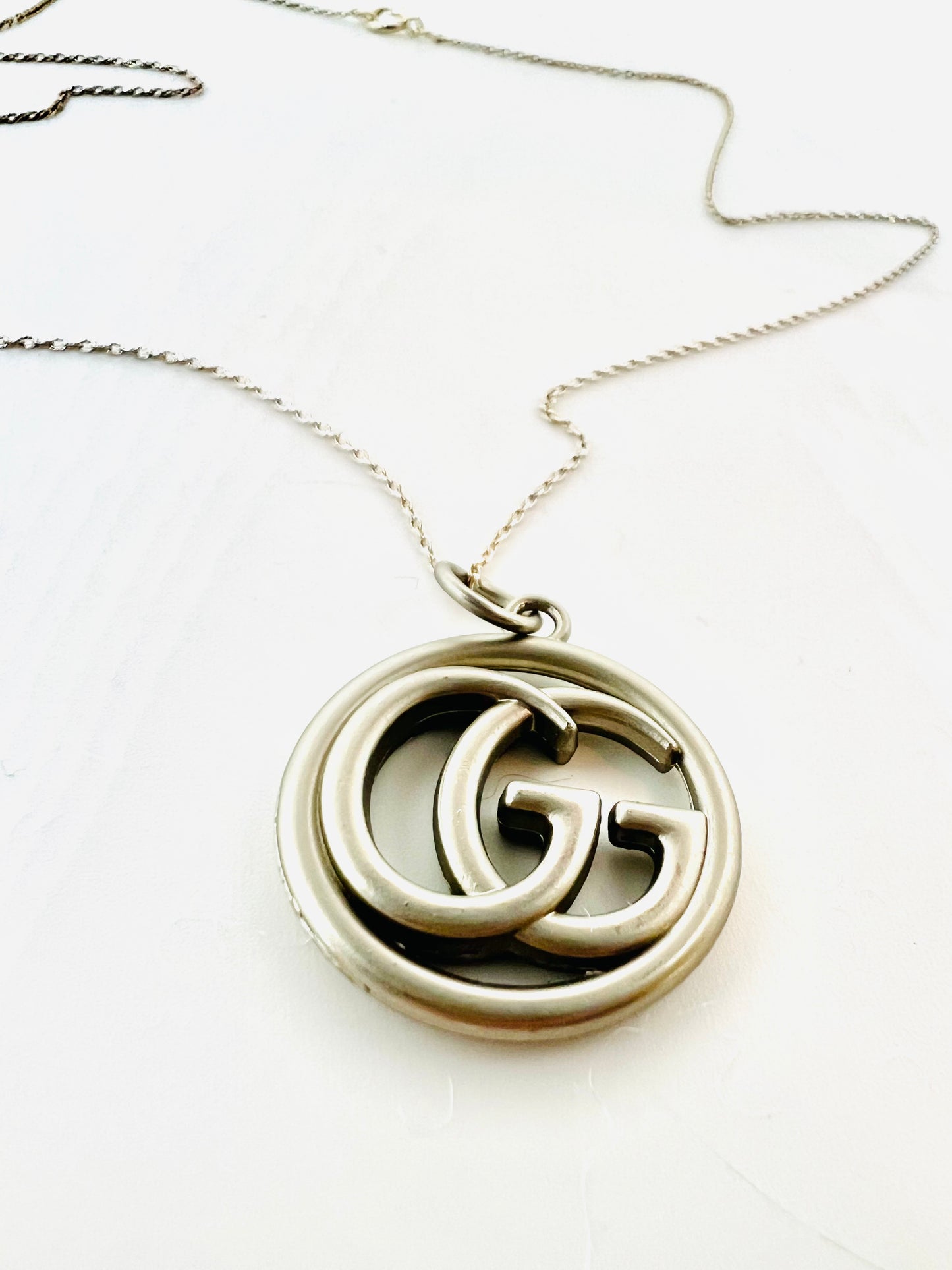Silver Logo Charm Repurposed Necklace