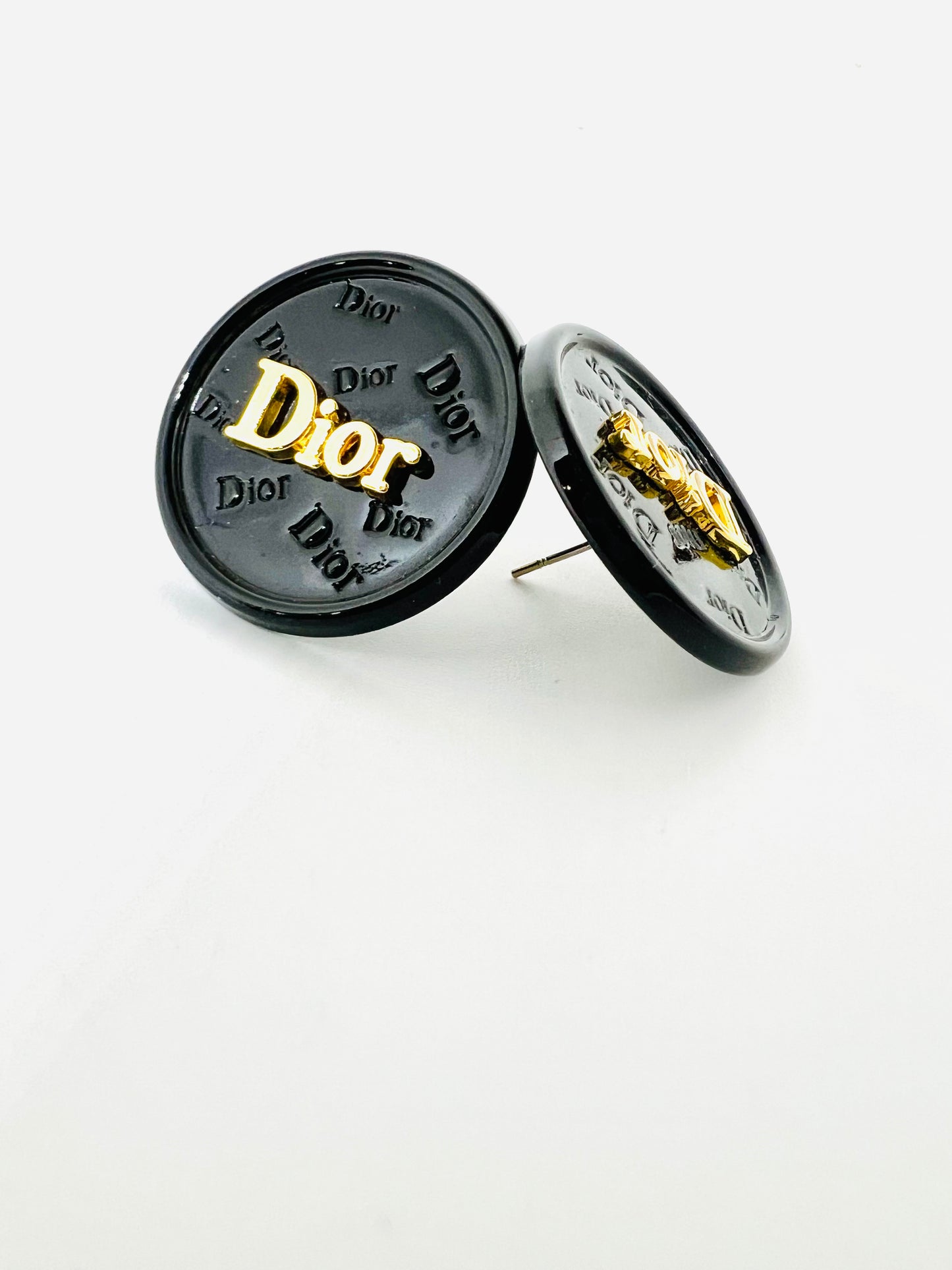 Davina Repurposed Black Button Studs