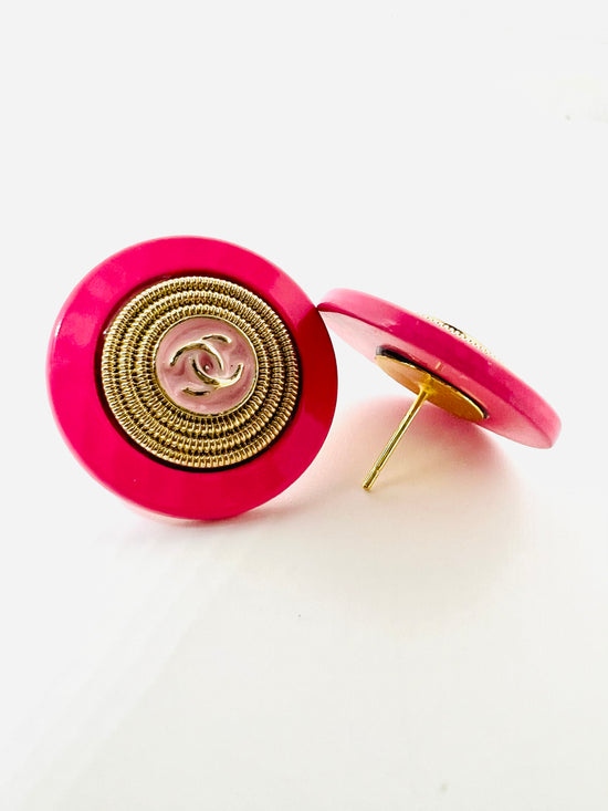 Layla Repurposed Pink Button Studs