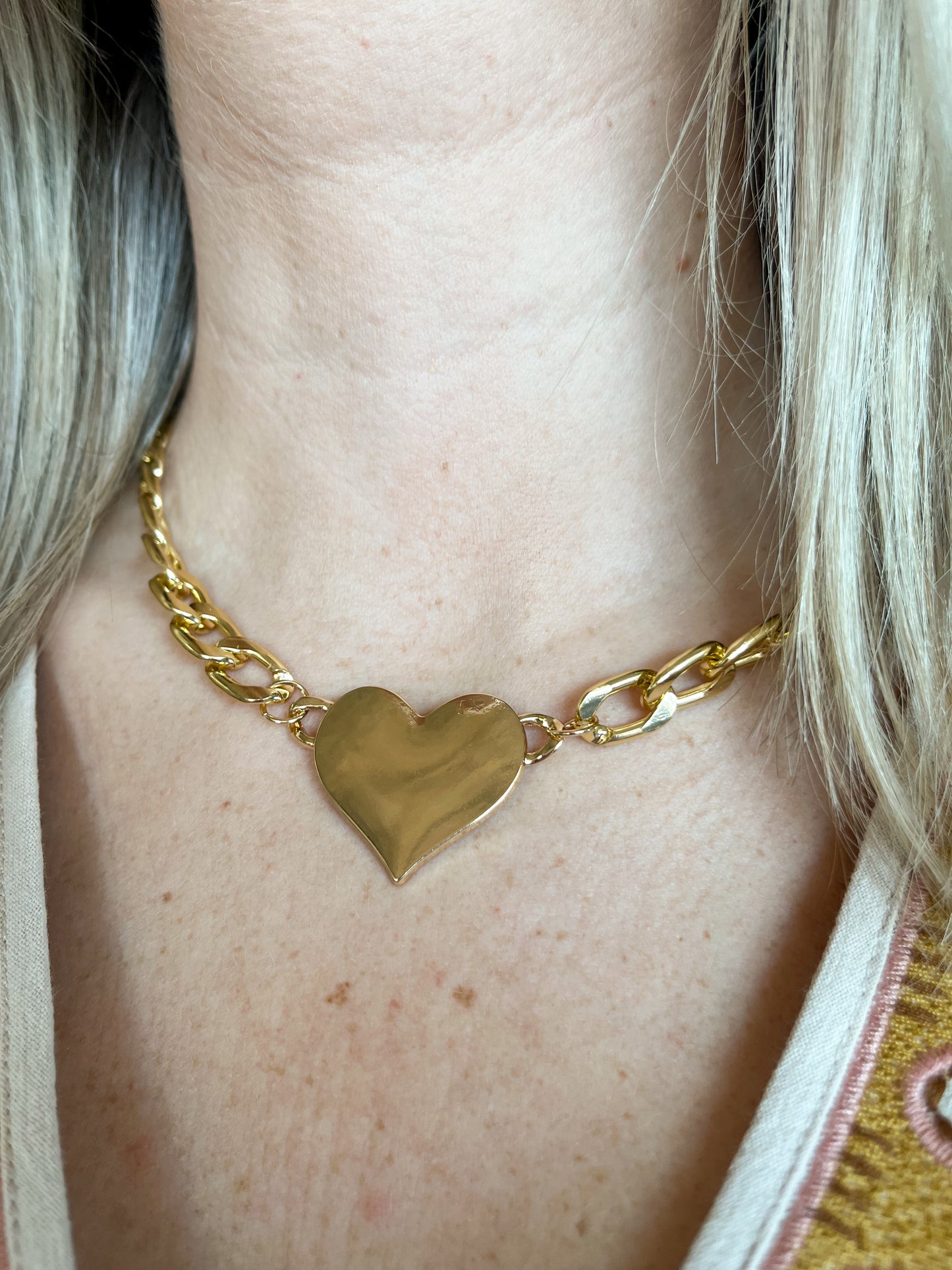 Gold Chunky Heart Necklace