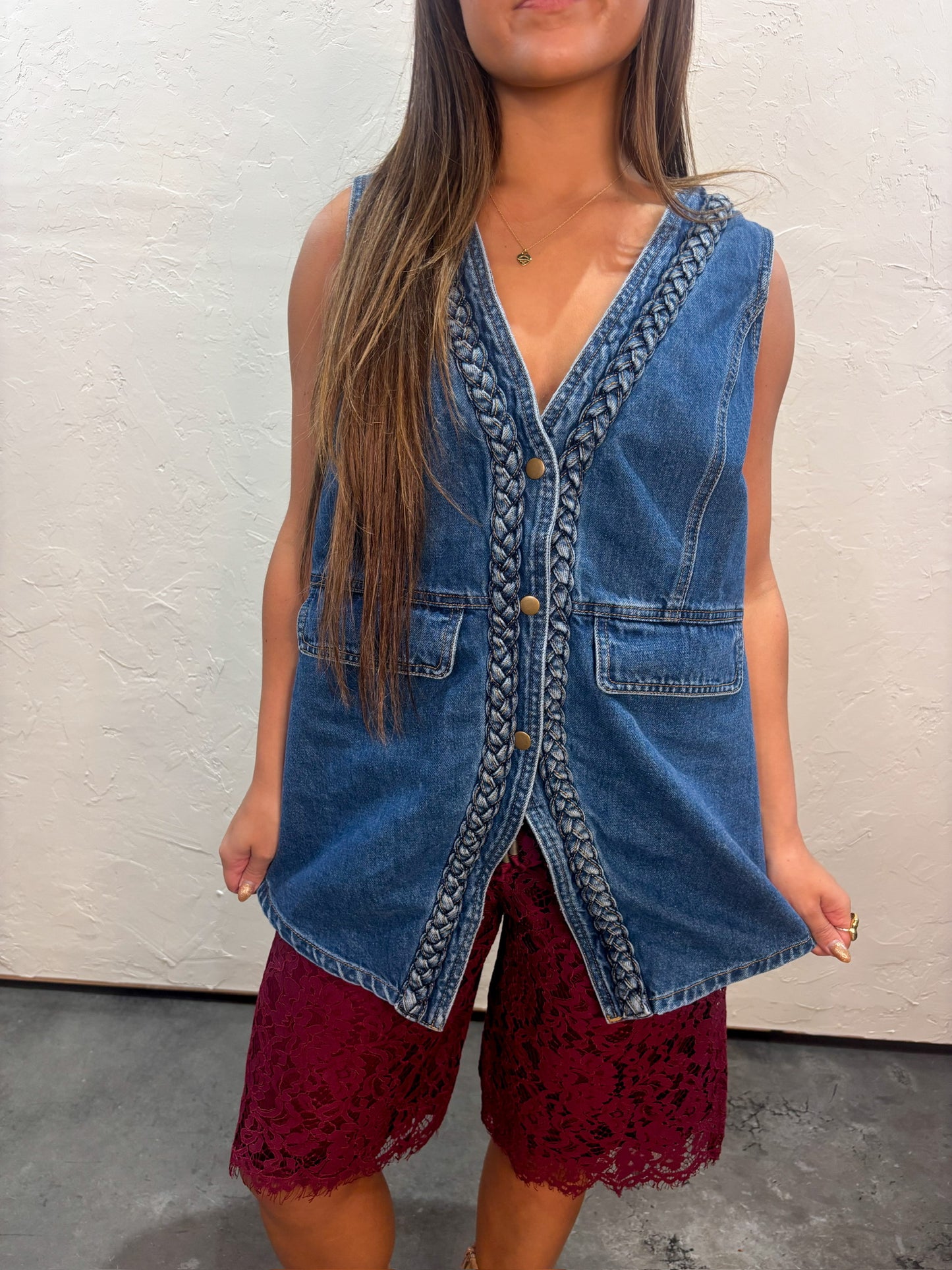 Wyoming Braided Denim Vest