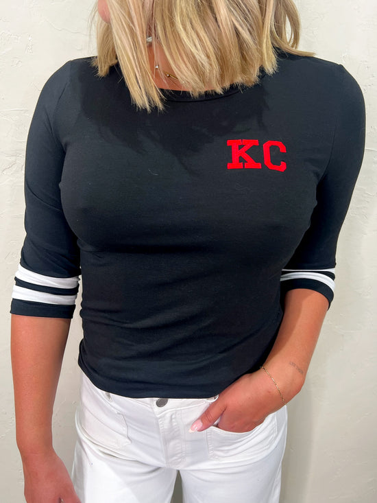 Black KC Embroidered Top