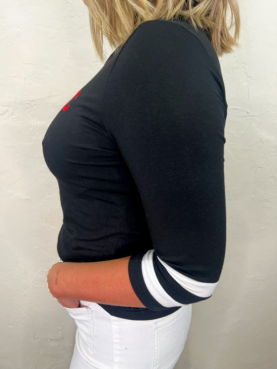 Black KC Embroidered Top