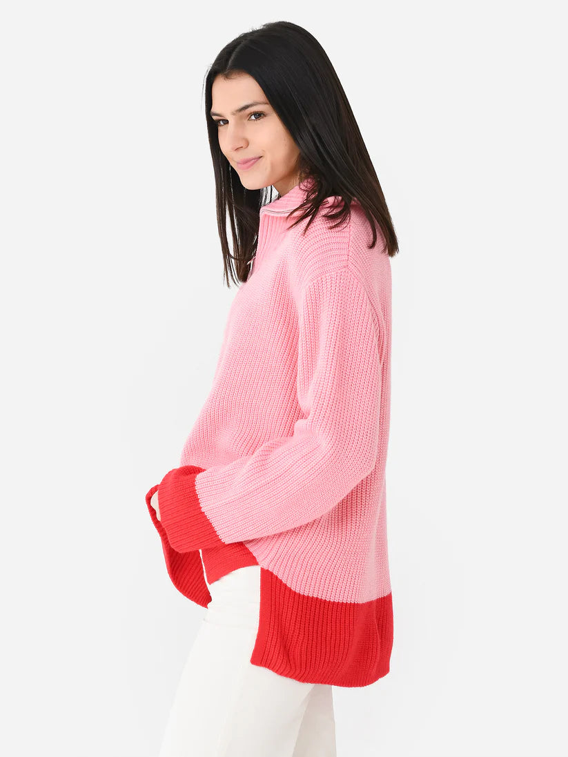 Load image into Gallery viewer, English Factory: Cupid Pullover Zip Sweater - Pink/Red

