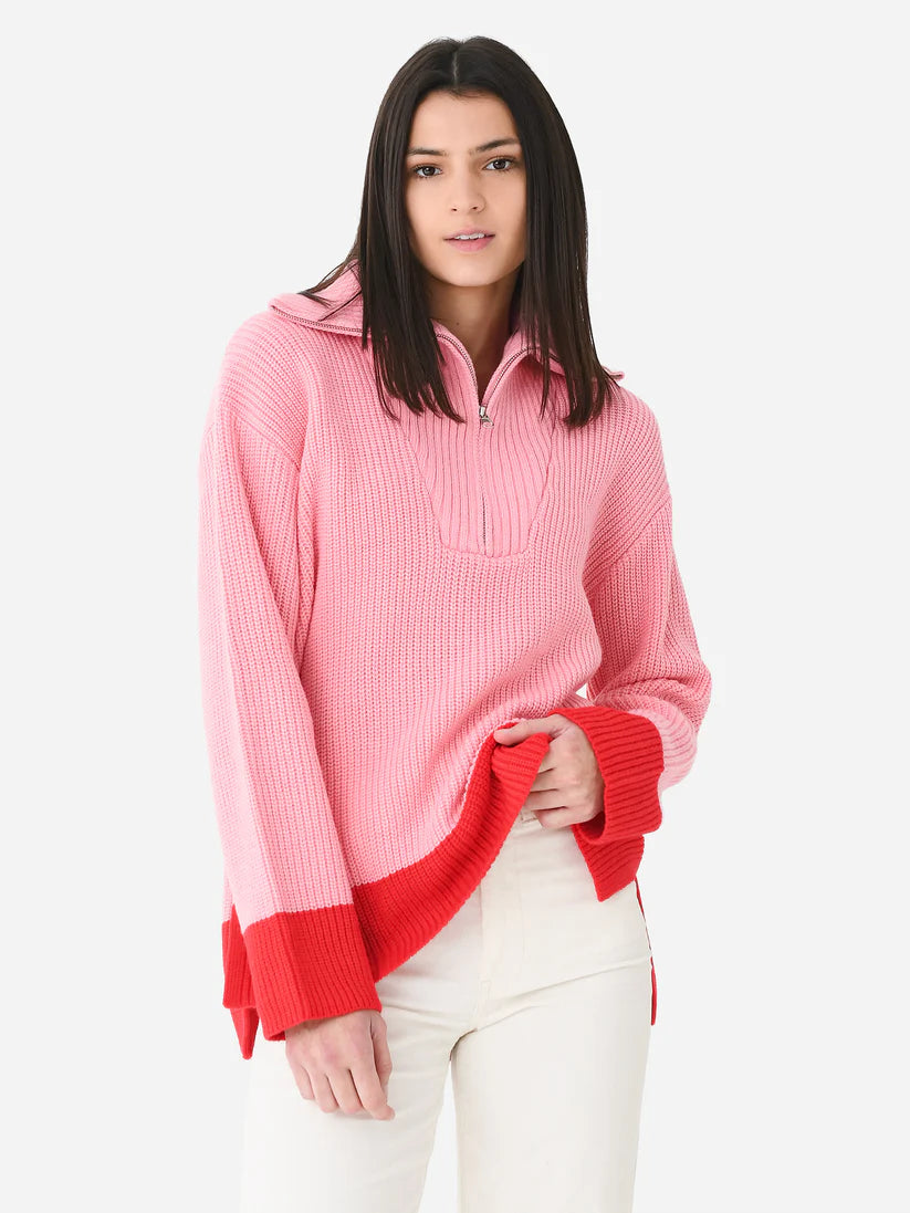 Load image into Gallery viewer, English Factory: Cupid Pullover Zip Sweater - Pink/Red
